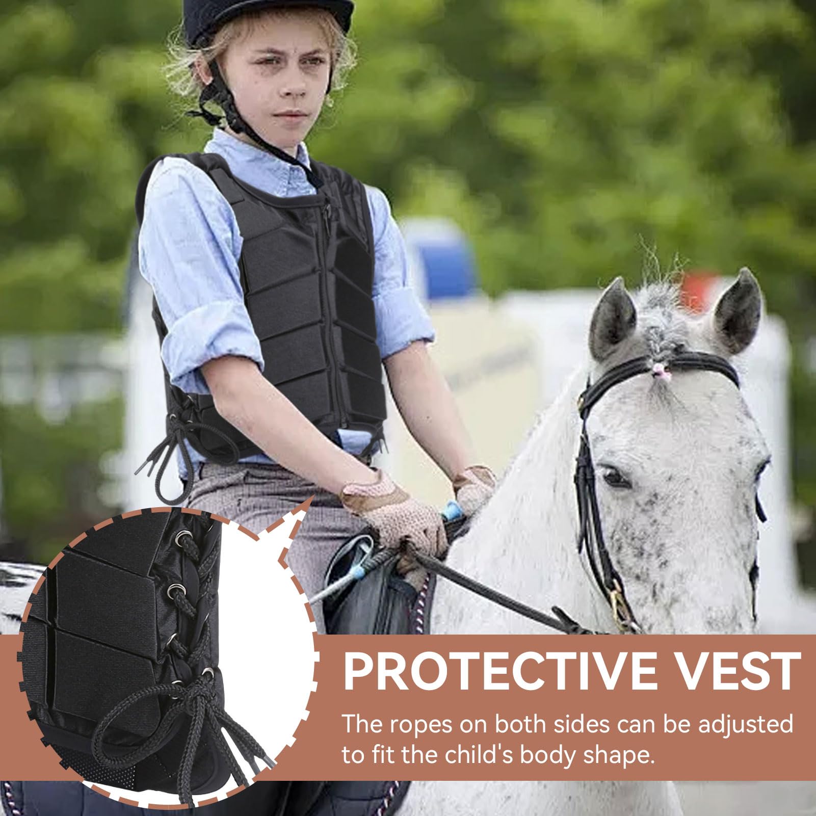 Gilet d'équitation, Gilet d'équitation, Gilet de Protection Equitation Enfant, Gilet d'équitation rembourré EVa, Protection du Corps, équipement de Protection Dorsale pour Enfants et Adultes