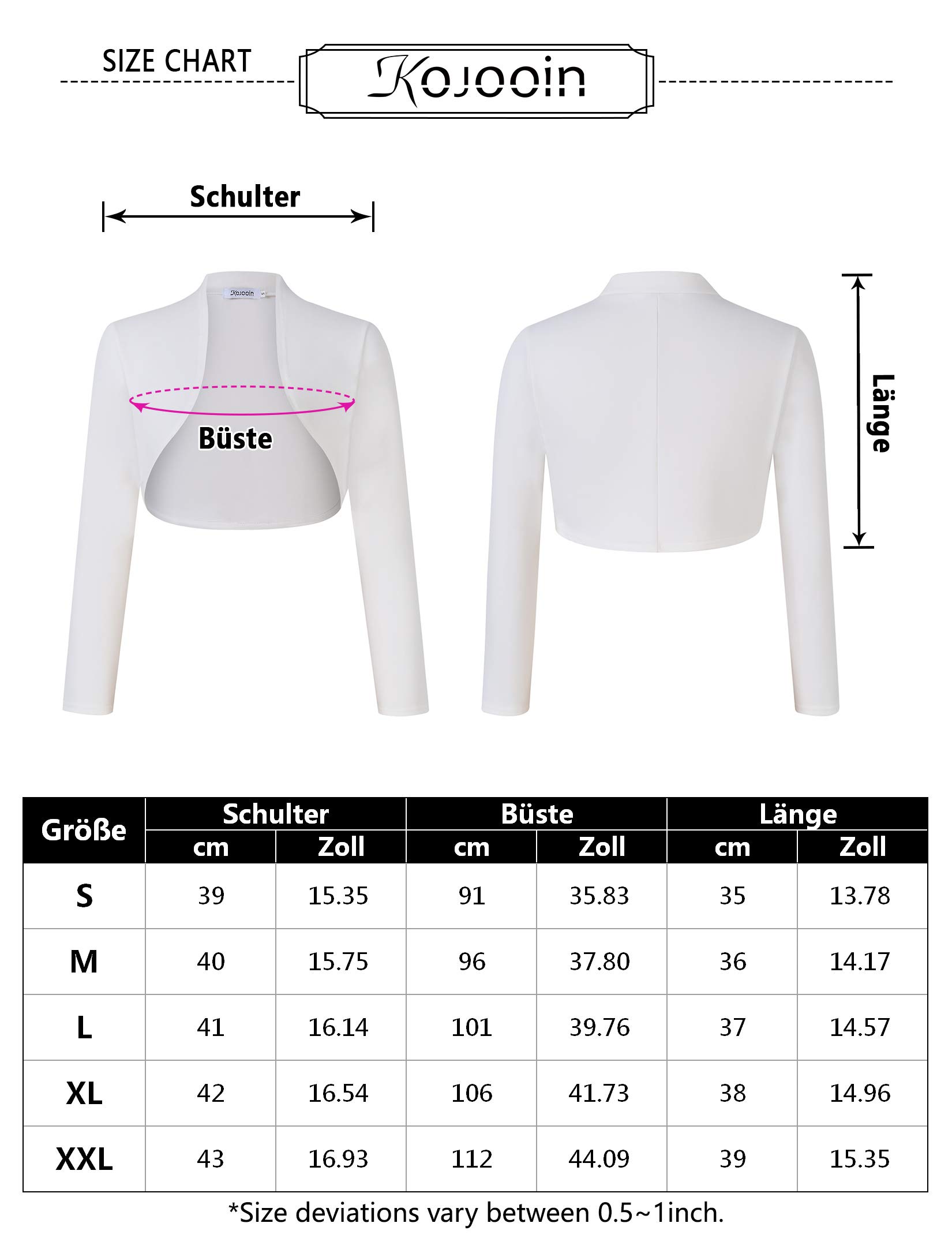 KOJOOIN Mujer Bolero Elegante Torera Cardigan Manga de 9/10 Fiesta Mujer Shrug