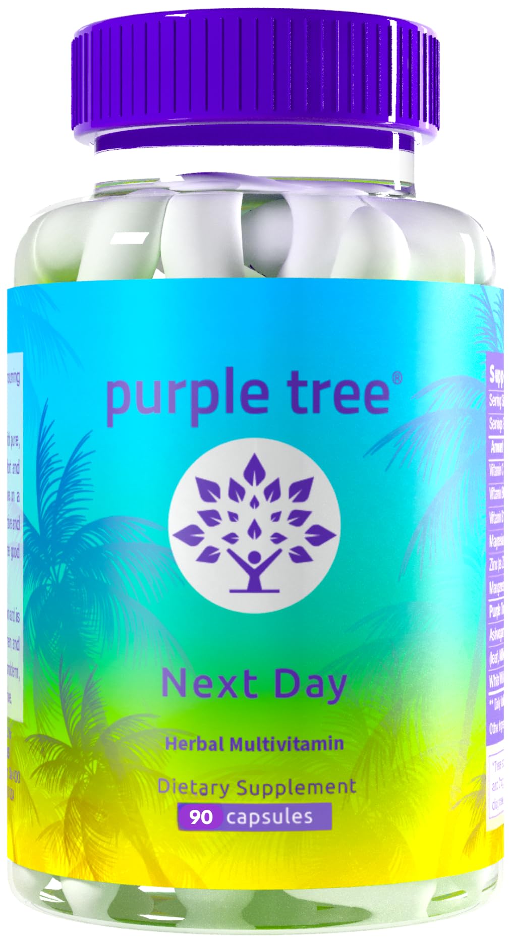 purple tree Next Day – Post-Drink Morning Wellness Supplement for Balance, Restore & Replenishment | Ashwagandha KSM-66, Milk Thistle, Ginger, Peppermint, Electrolytes & Vitamins | 90 Capsules