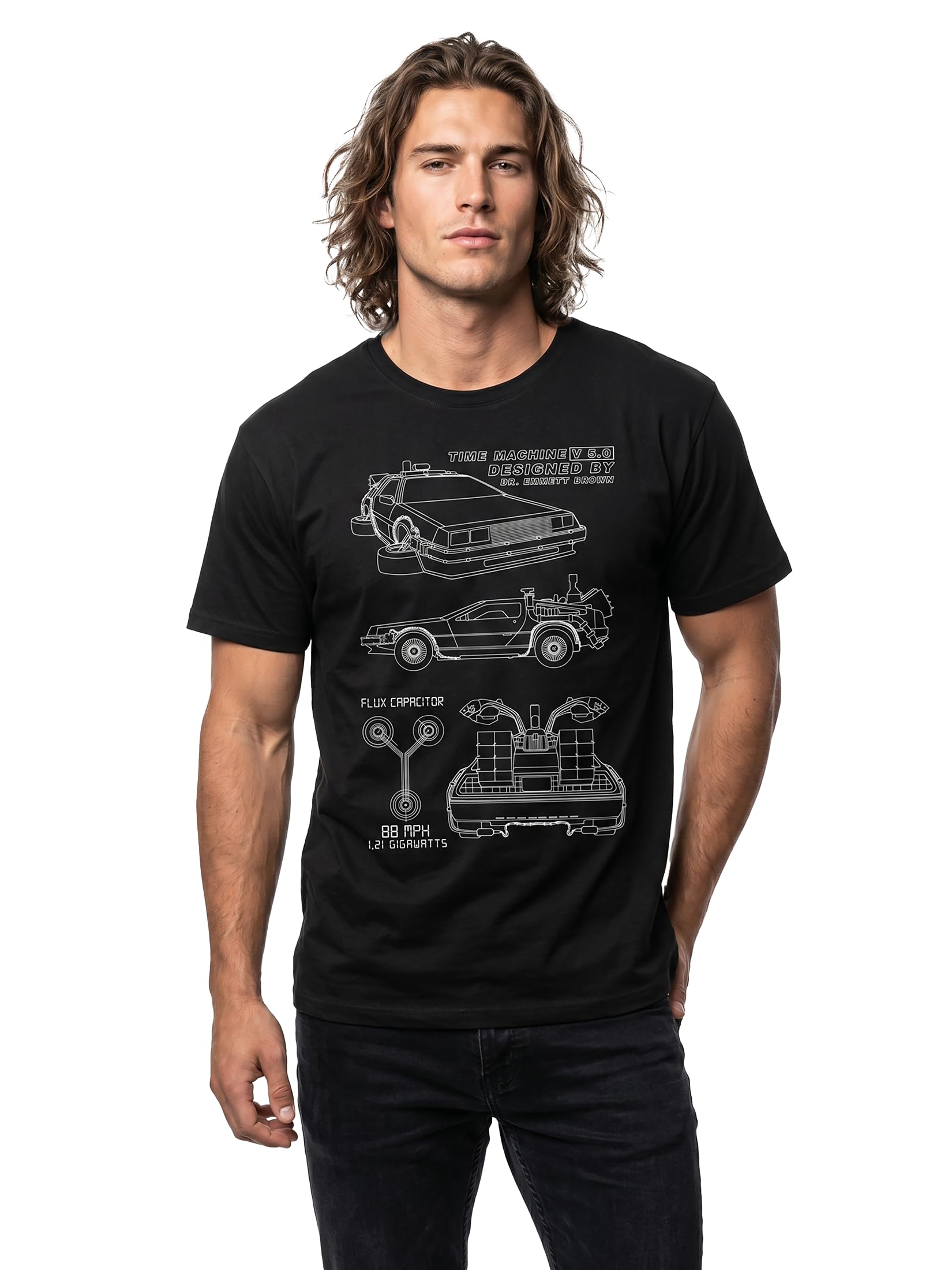 MAKAYA Camisetas Frikis Hombre - Futuro - T-Shirt Delorean