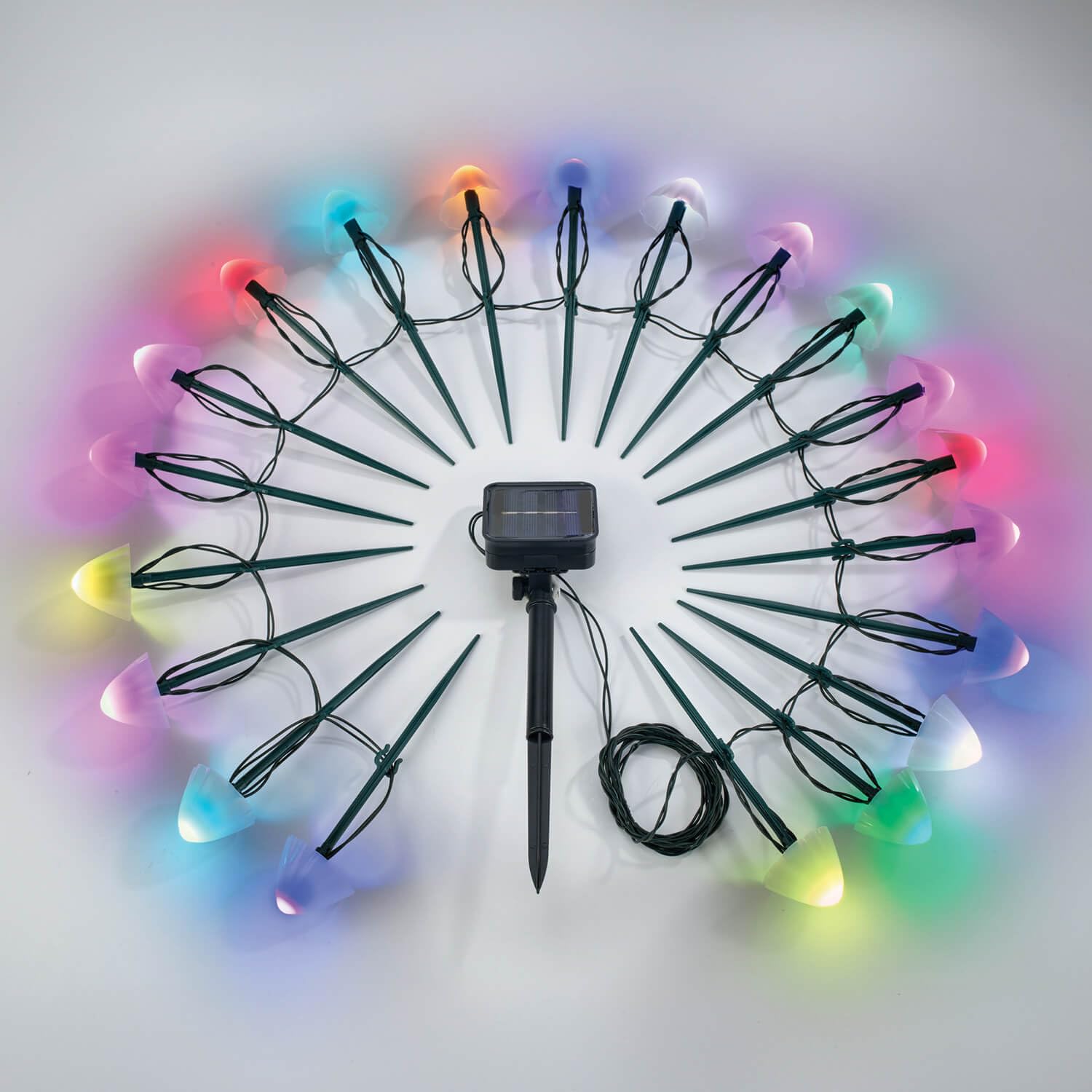 Coopers of Stortford 20-Piece Mushroom Colour-Changing Solar Stake String Lights