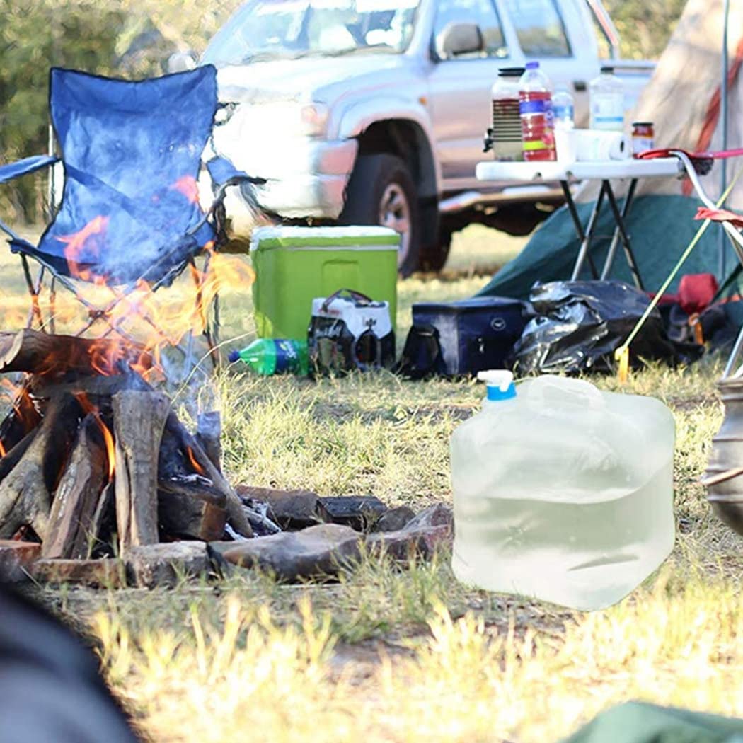 Wasserkanister mit Hahn, Zusammenklappbarer Wasserbehälter mit Großem Auslauf, Falt Wasserkanister Wasseraufbewahrungskanne Camping Wasserflasche für Wandern, Camping, Picknick, Reise