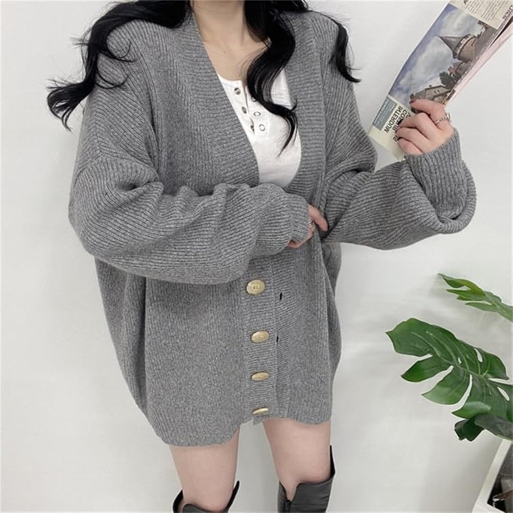 Women Vintage Loose Cardigan Long Sleeve Oversized