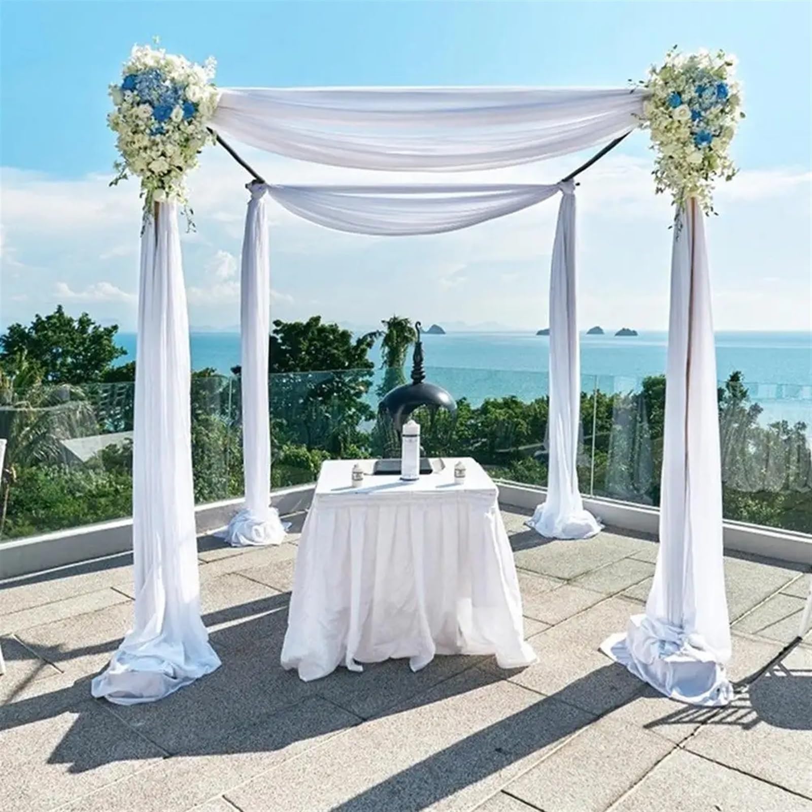 Rideaux D'Arche De Mariage Rideaux en mousseline de soie for arc de mariage, décorations de fond de photographie, décor de mariage, maison, jardin, fête d'anniversaire, décoration murale suspendue Pou