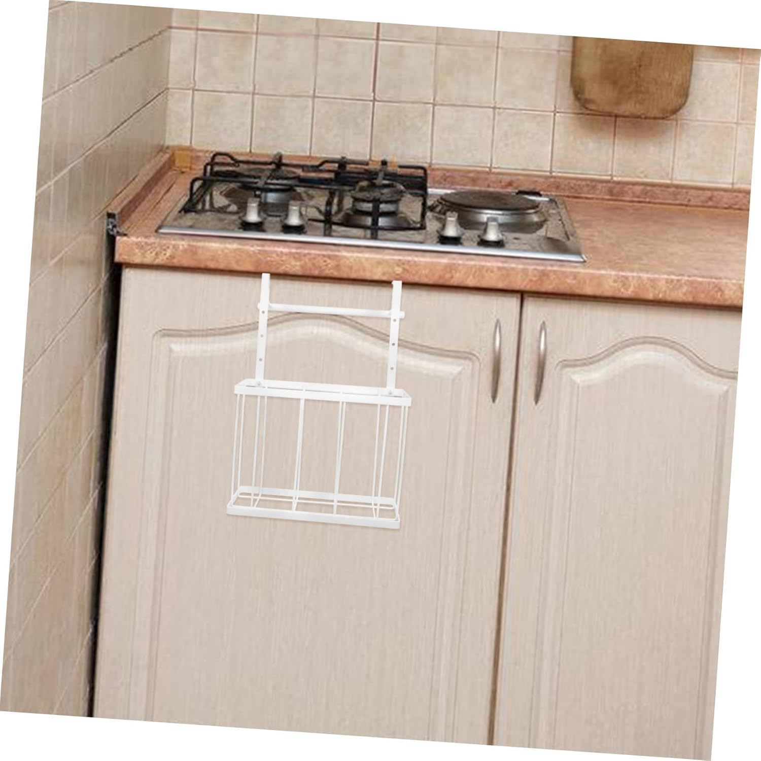 Hanging Cabinet Storage Basket with Towel Holder Modern Organizer for Kitchen Spices Cutting Boards Vegetables Wall Mounted Rack for Efficient Home