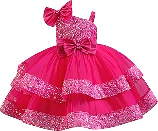 Birthday Dress for Toddler Girl Sequins Pageant Tulle Tutu Dress Bowknot Princess Baptism Wedding Flower Girl Gown
