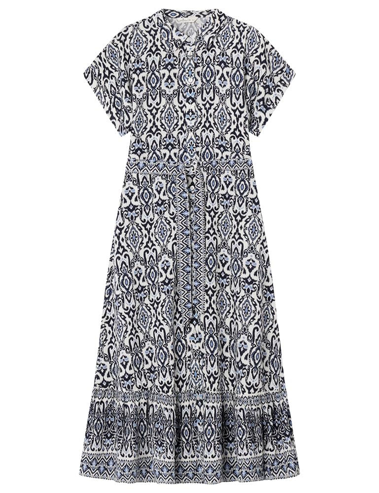 SPRINGFIELD Women's 3.fq. Vestido Midi Camisero Print Casual Dress, Teal, 12