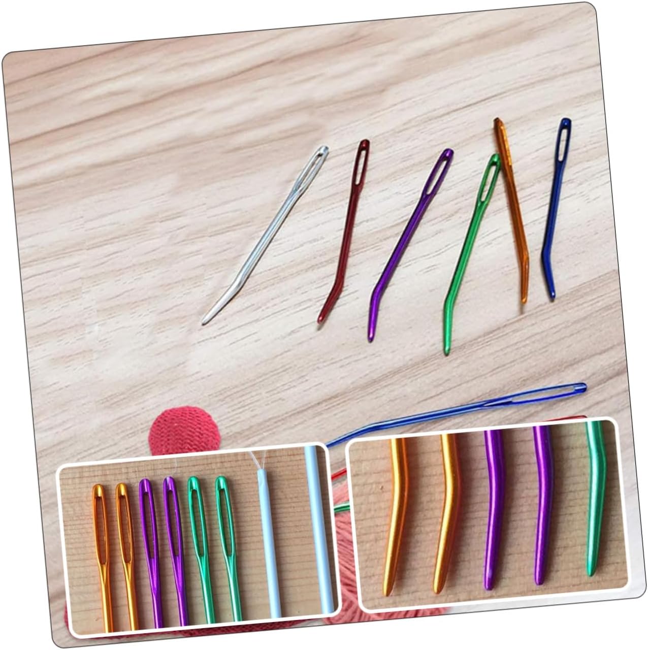 MUELODSIC 12pcs Multi-Function Yarn Needles and Large Eye Bent Sewing Needles Mixed Colors for Hand Sewing, Crochet, and Weaving Yarn Supplies Random Color