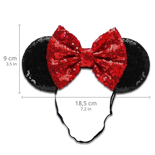 Miniatura 3 de SAMARKAND Minnie Ears - 3 diademas de lentejuelas brillantes, diadema elástica y ajustable, sin dolor de cabeza, orejas de ratón para niñas, orejas