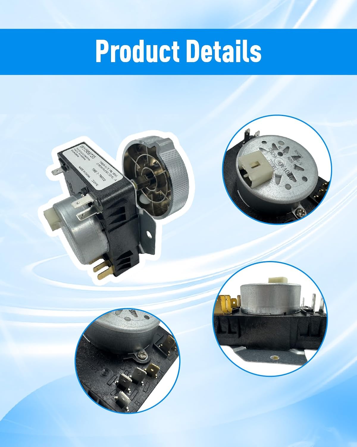 W11685947 Dryer Timer & Knob Kit Compatible with Whirlpool AP7215858, W11566735, PS17216594, 60Hz 220VAC