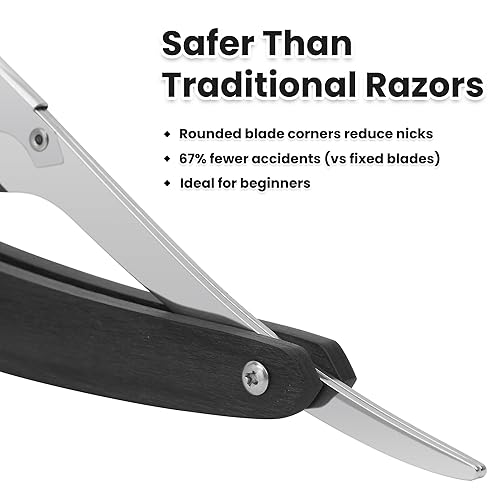 Miniatura 4 de Shavette - Kit de maquinilla de afeitar recta para hombres, regalos para papá, marido, novio, peluquero profesional de borde recto con mango de