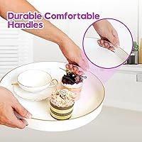 Vista 52 de Gifturbo Bandeja negra para servir, bandejas decorativas de mármol con asas, bandeja de mesa auxiliar, bandejas de plástico rectangulares otomanas