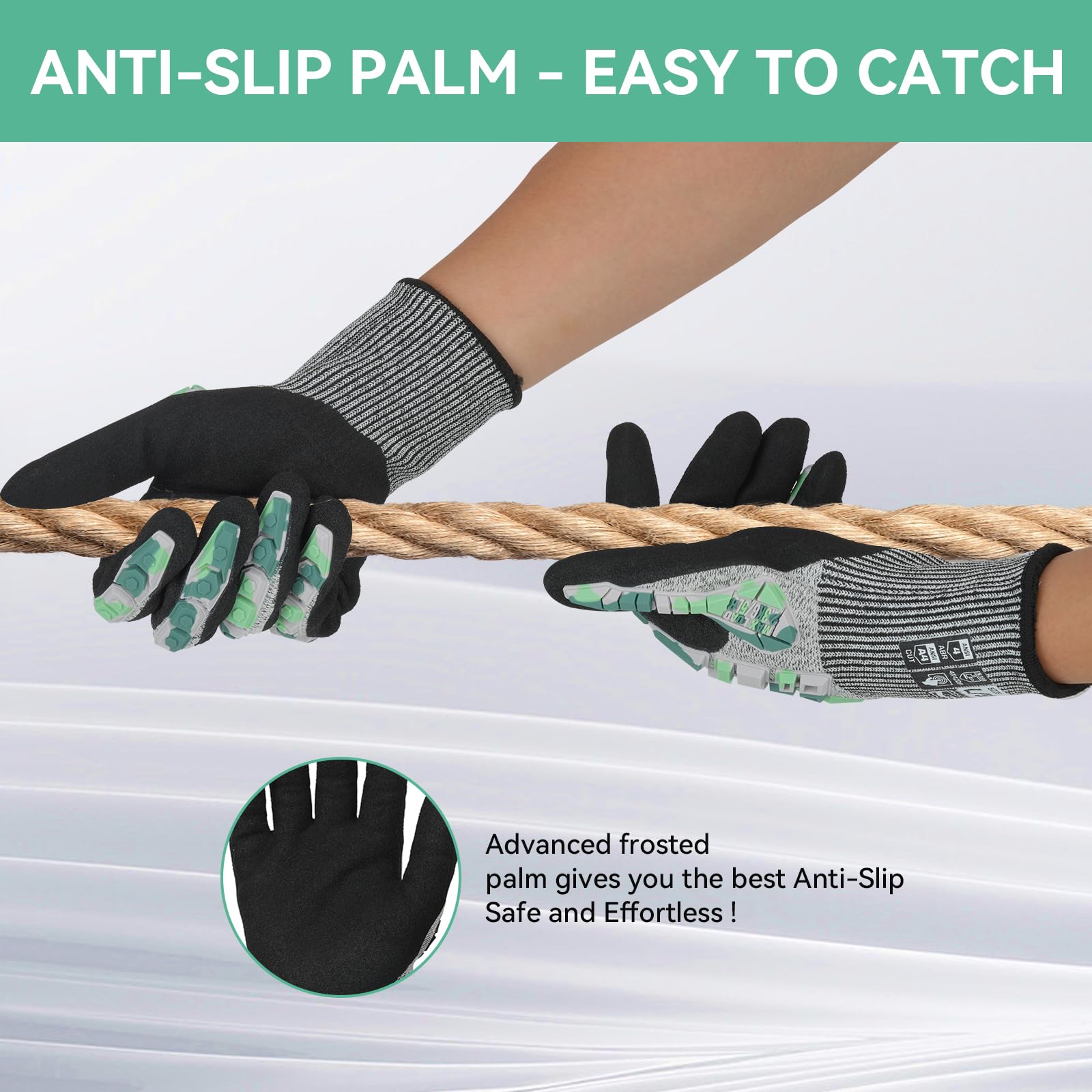 Gants de travail de sécurité, gants de frappe pour hommes et femmes, résistants aux coupures, antidérapants et durables, avec poignée en nitrile, gants pour écran tactile avec protection