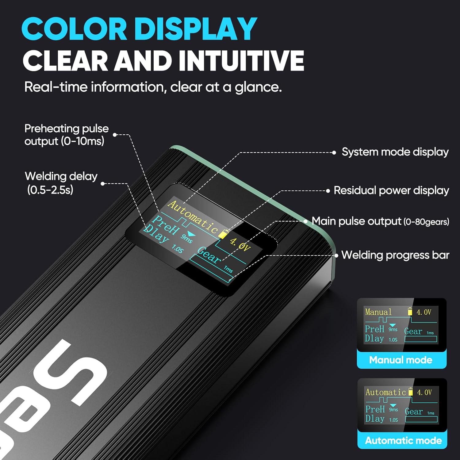 A Handheld Spot Welder with a Clear Color Display