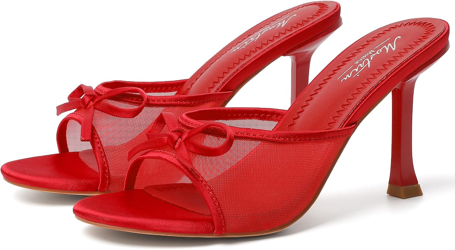 Mostrin Kitten Heels for Women Round Toe Heels With Bow Vintage Mules Sexy Slip on Stiletto Backless Sandals for Party Daily - Image 8