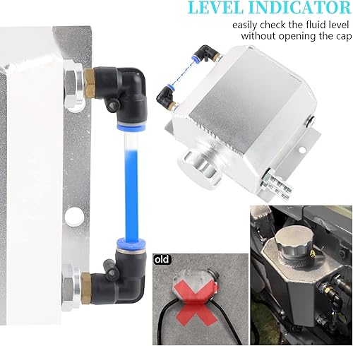 Miniatura 4 de Tanque de Radiador de Refrigerante Universal de 1L - Tanque de Desbordamiento y Expansión, Depósito de Recuperación de Agua (Plateado)