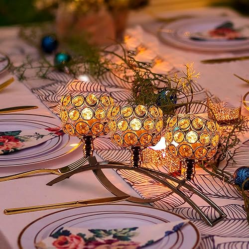 Miniatura 2 de VINCIGANT Portavelas dorados para centro de mesa, candelabros de metal de 3 brazos para decoración del hogar, boda, comedor, fiesta, aniversario