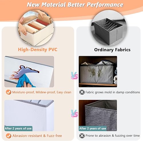 Miniatura 3 de Paquete de 6 organizadores de armario y almacenamiento para ropa, 7 rejillas, separadores de cajones plegables para jeans, pantalones, camisas,
