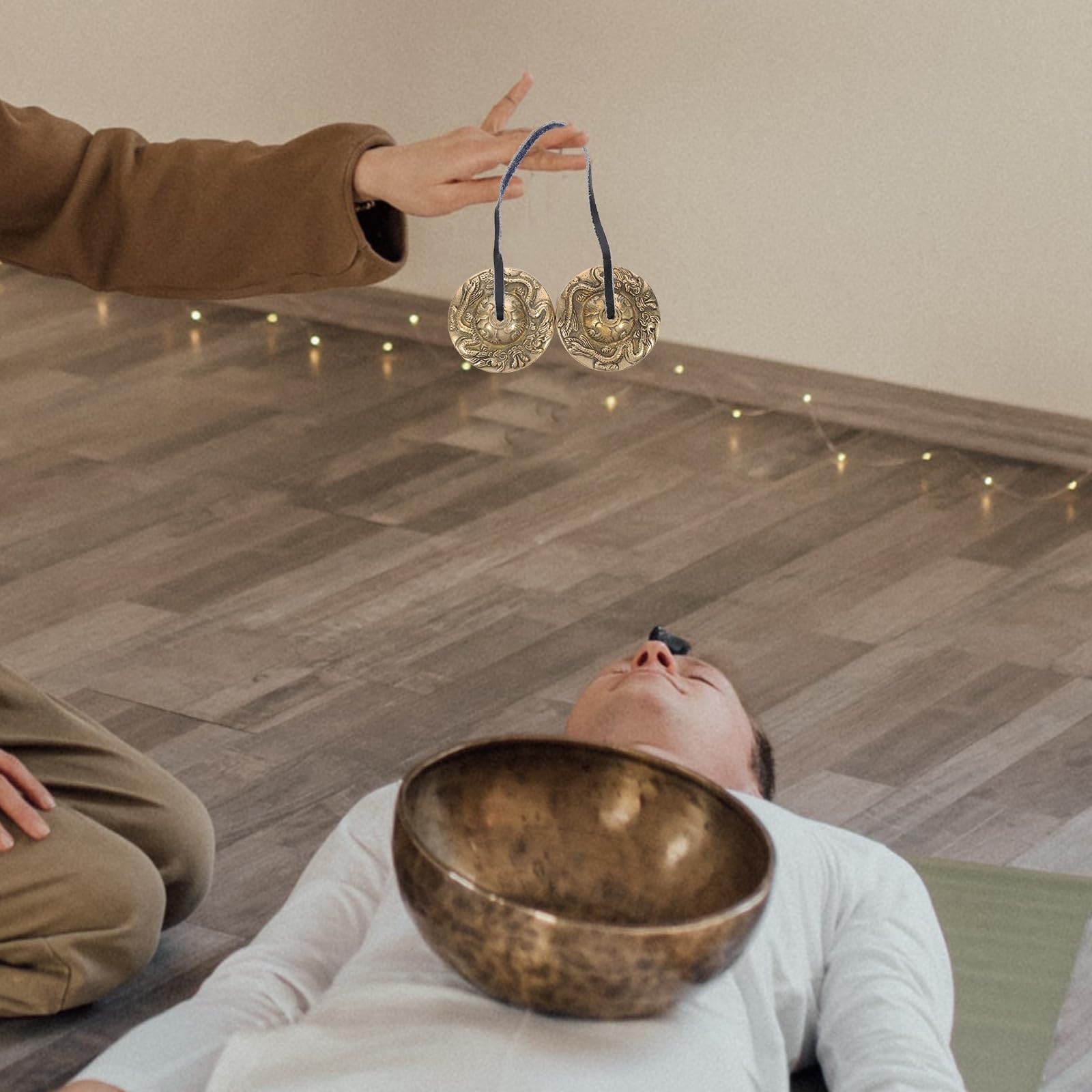 1 Stück Kupferbecken Glockenspiel Gold, für Meditation und Yoga