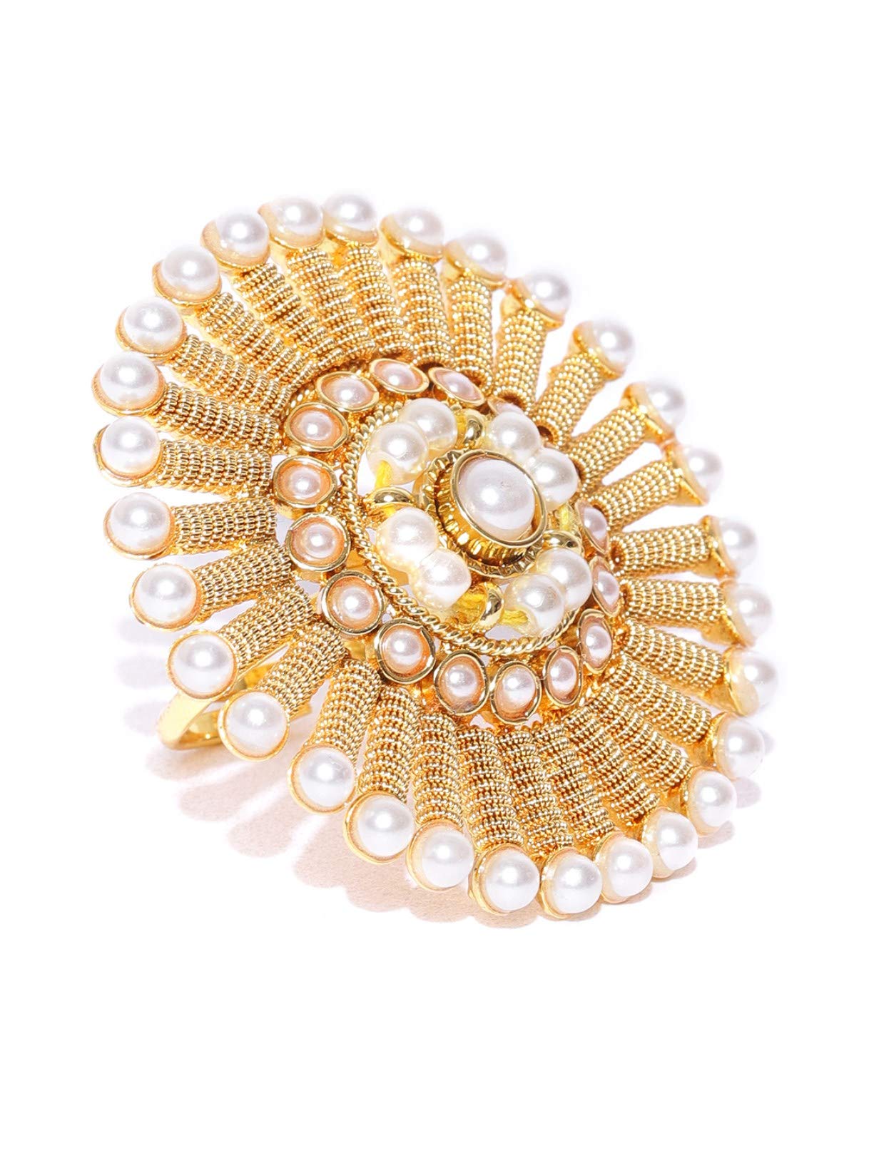 Priyaasi Gold Plated Statement Pearl Ring For Womens, Girls - Adjustable Round Design Finger Rings (B07TH25SVX) Amazon Price History, Amazon Price Tracker