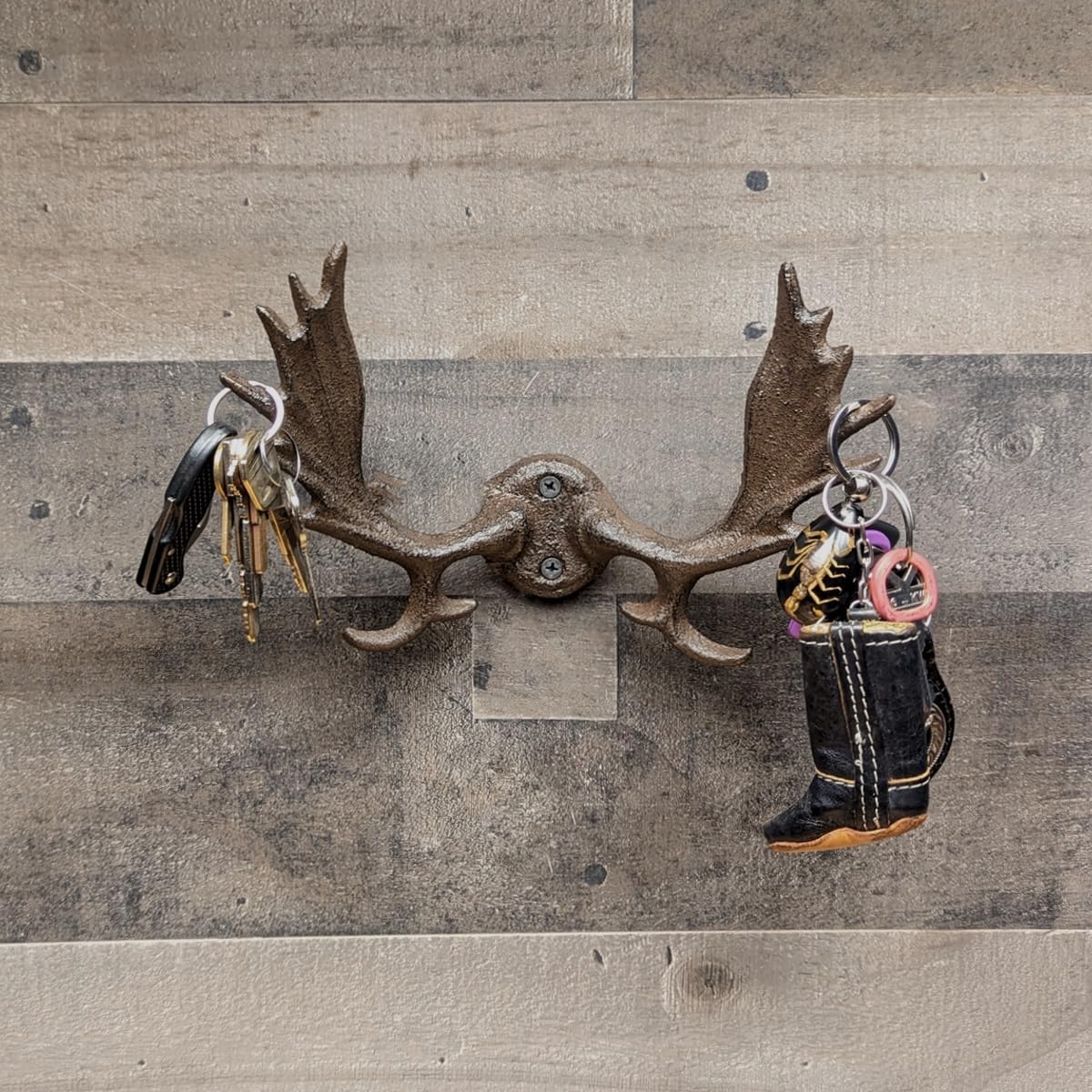 Treasure Gurus Metal Wall Mount Moose Antlers Hat Hook Western Coat Rack Key Ring Hooks Living Room Home Decor
