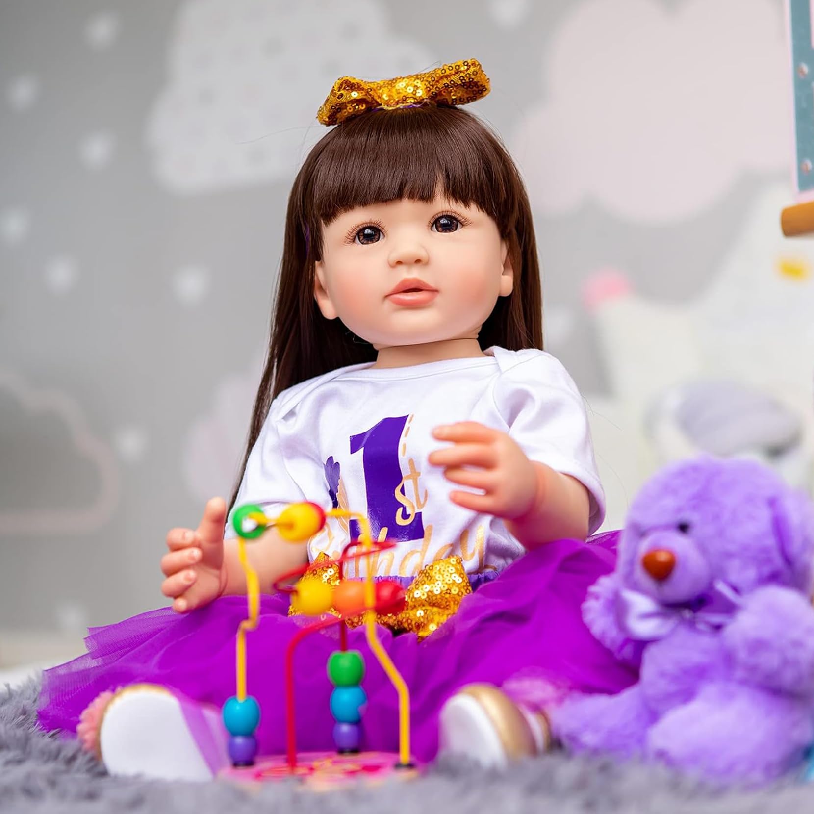 ZIYIUI Bambole Reborn Femmine 24 Pollici 60 cm Toddler Baby Doll Che Sembrano Vere - Originali in Silicone Morbido Realistico Neonato Ragazza Con Accessori