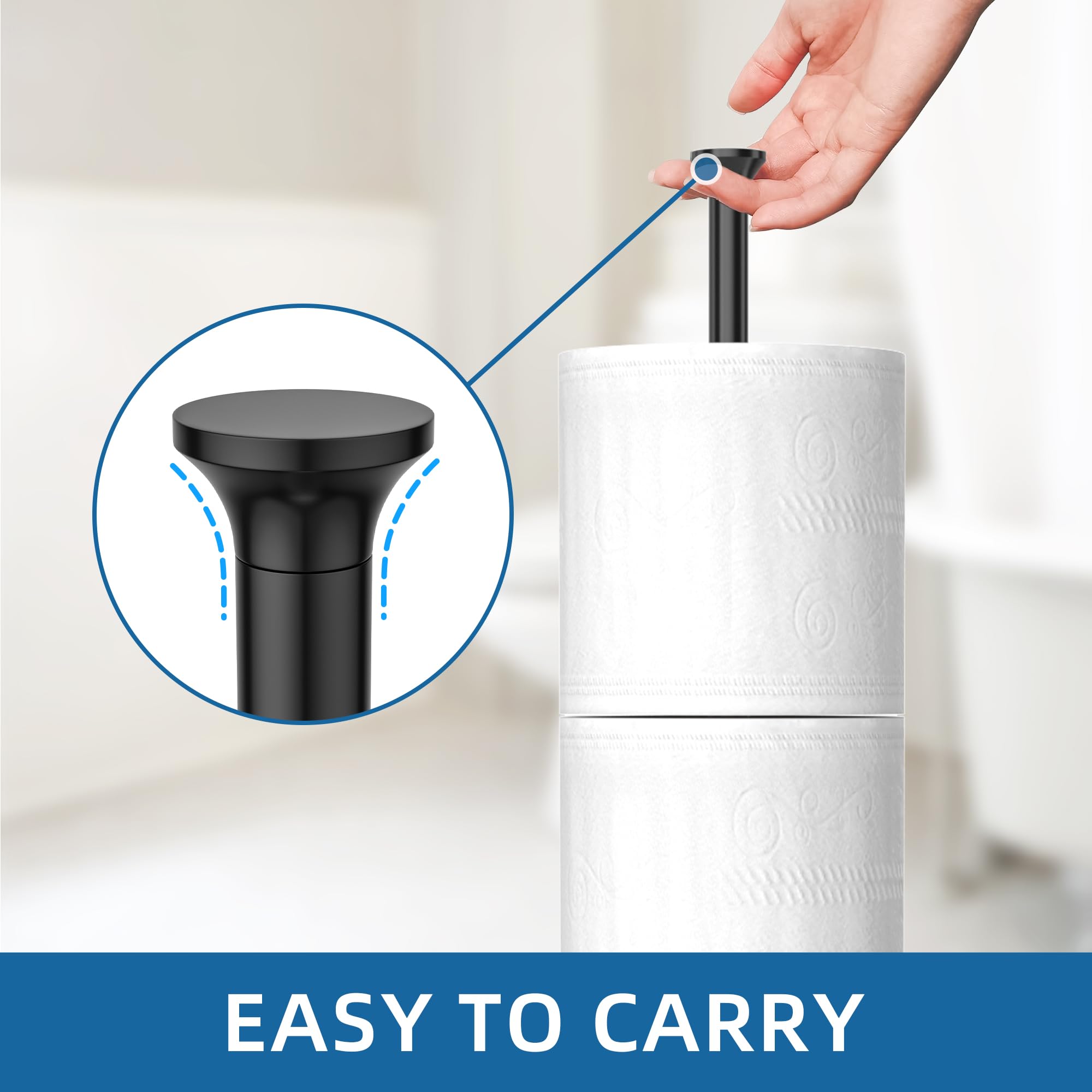 Toilet Roll Holder Free Standing: Black Toilet Paper Storage Holder Stand for 4-6 Spare Rolls - Bathroom Toilet Roll Dispenser - Image 3