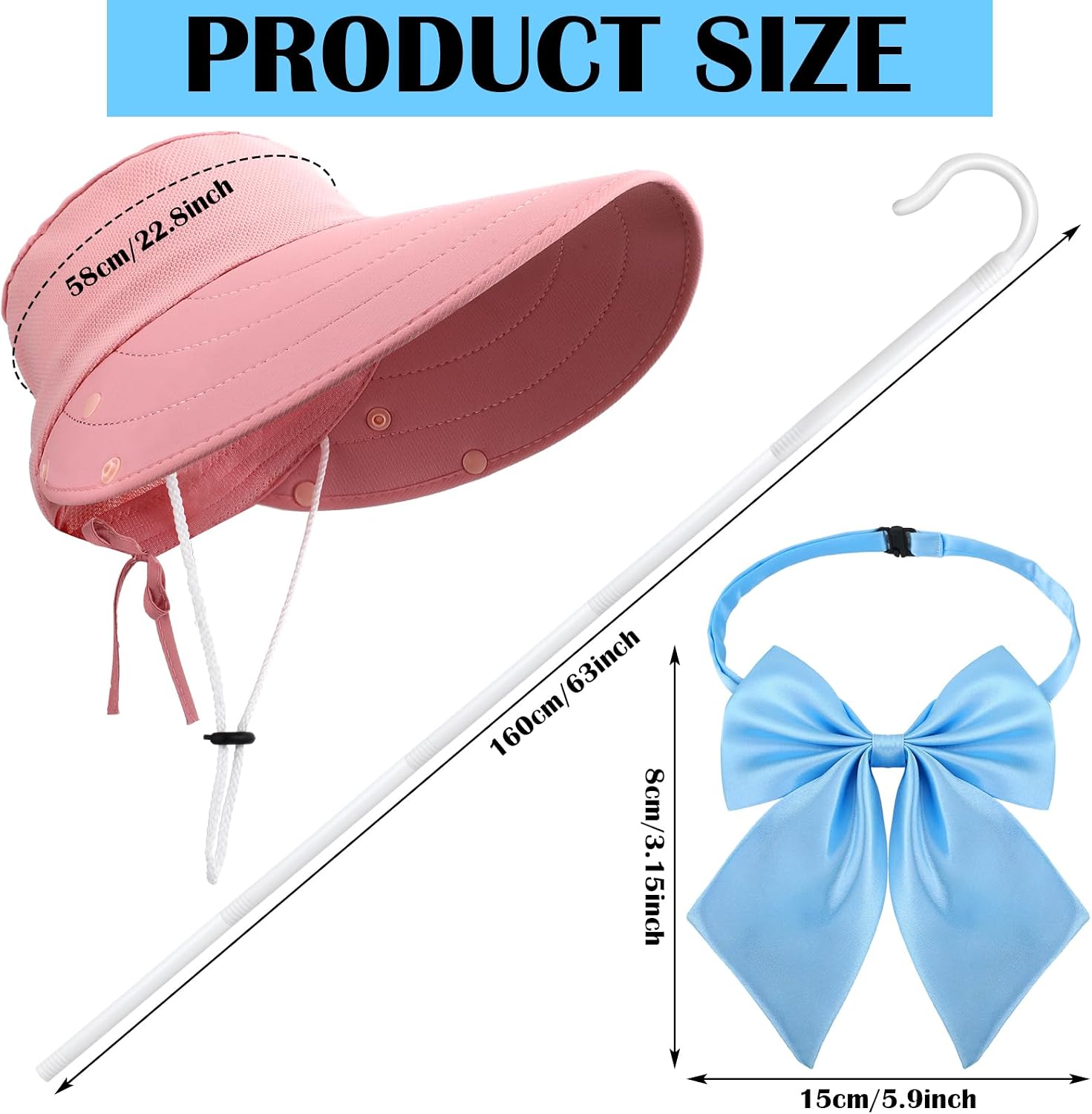 Liitrsh 3 Pcs Halloween Shepherdess Costume Includes Pink Vintage Old Fashioned Bonnet Shepherds Staff for Women Halloween Cosplay Party
