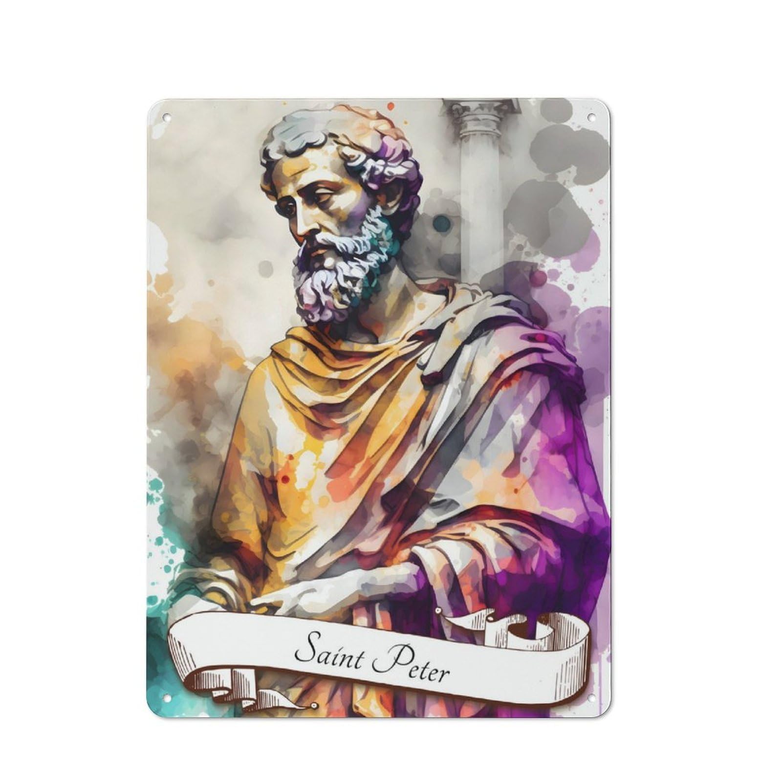 Junmoney Saint Peter The Apostle Retro Metal Wall Sign 40X30cm With For Garage Wall, A Decorative Metal Sign For Garages And Workshops