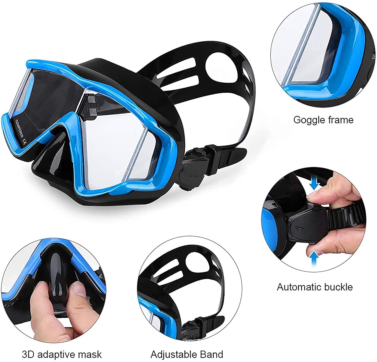 Maschere Da Immersione, Boccaglio E Boccaglio Asciutti, Regolabili, Panoramici, Con Ampia Visuale, Per Immersioni Profonde, Snorkeling, Attrezzatura Professionale Con Pinne Per Adulti E Bambini, Grig