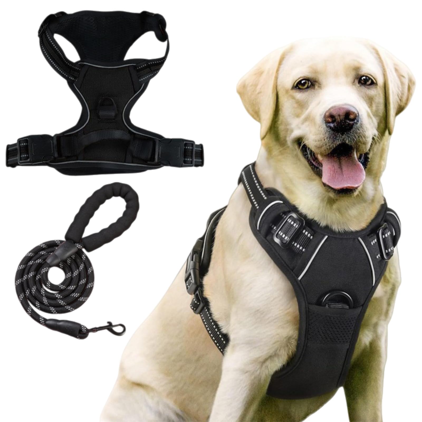 PawSafe No Pull Dog Harness-Adjustable soft dog harness, allowing control without pulling, suitable for dogs (Black,L)
