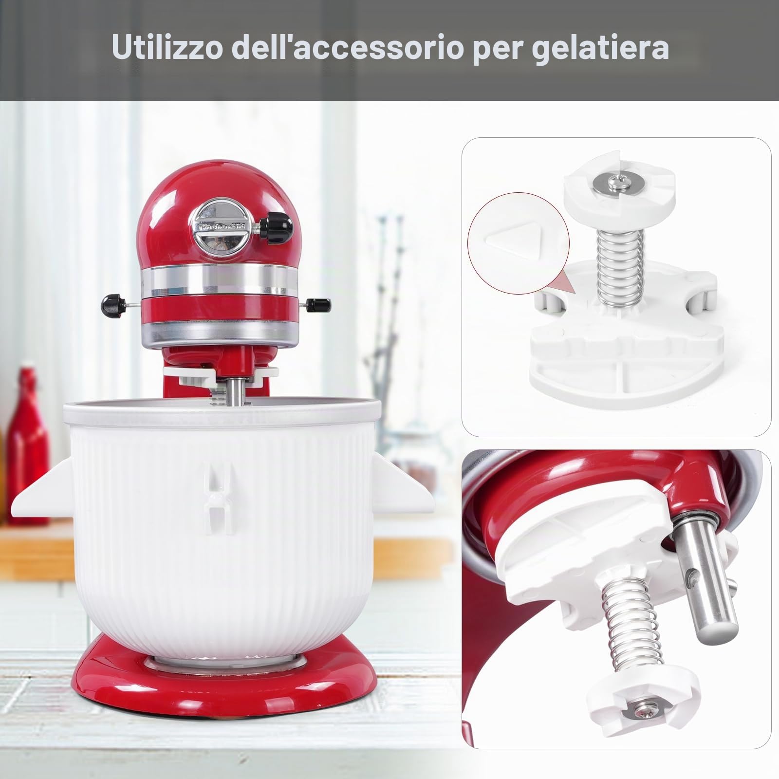 Gdrtwwh Accessorio per gelatiera per Kitchenaid - Accessorio per gelato e gelatiera Kitchenaid, adatto per mixer Kitchenaid 4,3 L e 4,8 L (lavabile in lavastoviglie)