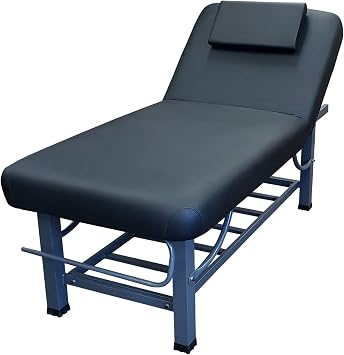 TOA 4-Legs Metal Framed Facial Stationary أو Portable Massage Table Bed w / Tray Rack