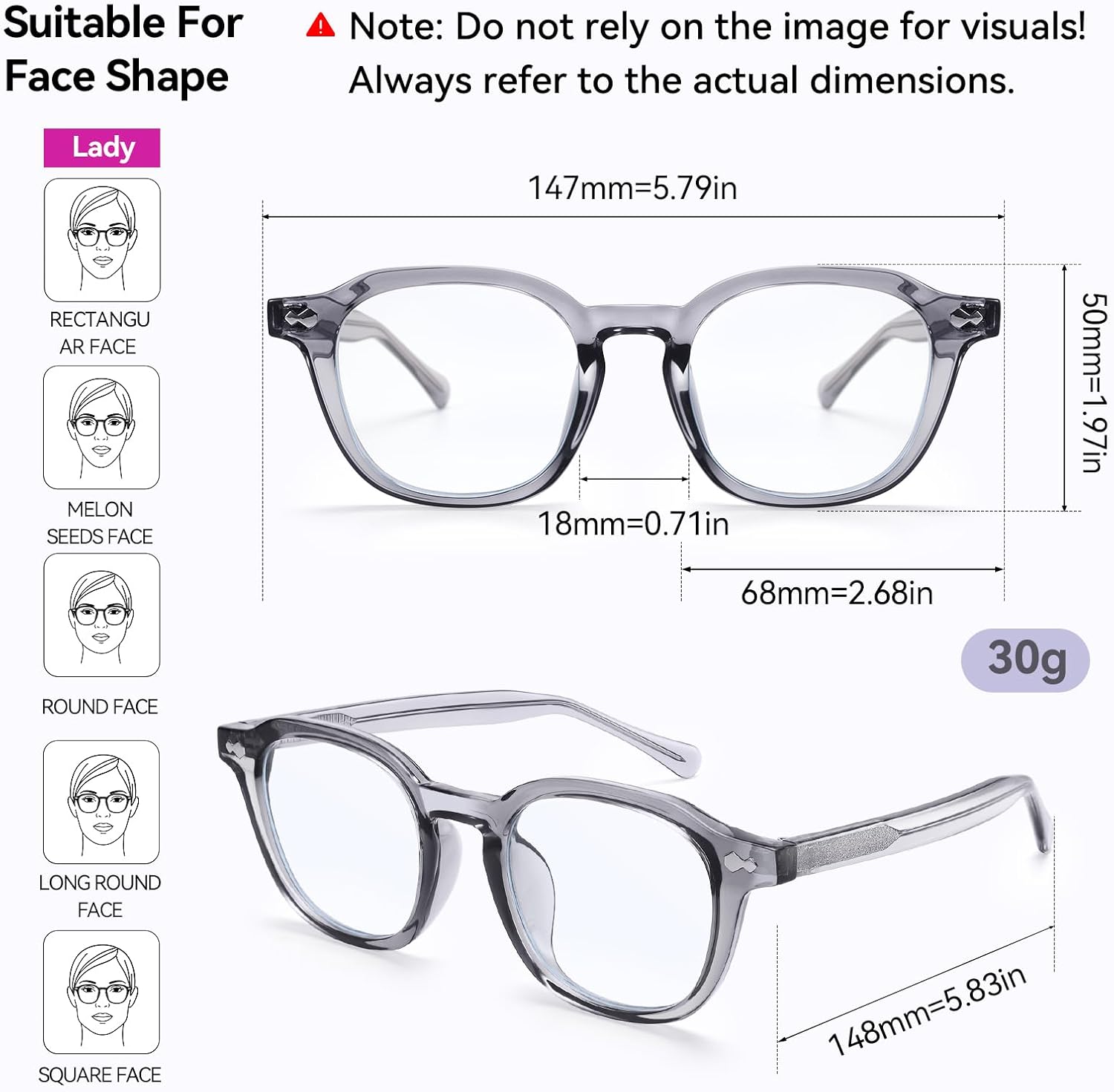 Dollger Blue light Glasses for Women Men Non-prescription Square Frame Computer Screen Blue light Blocking Eyeglasses - Image 6