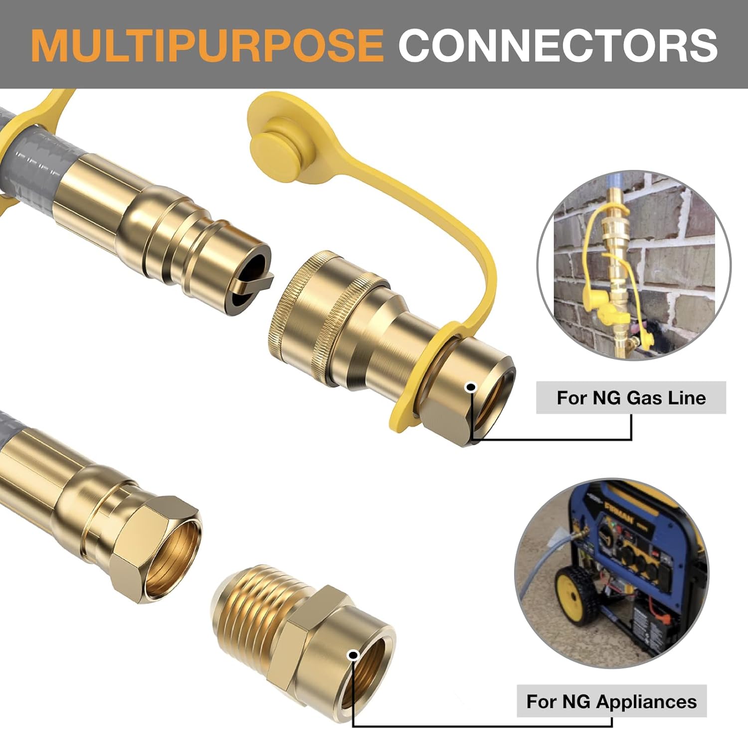 24FT 1/2" Natural Gas Hose, Conversion Kit, Flexible Gas Line With Quick Connect Fitting for Grill, Fireplace, Heater, Burner, Generator-CSA