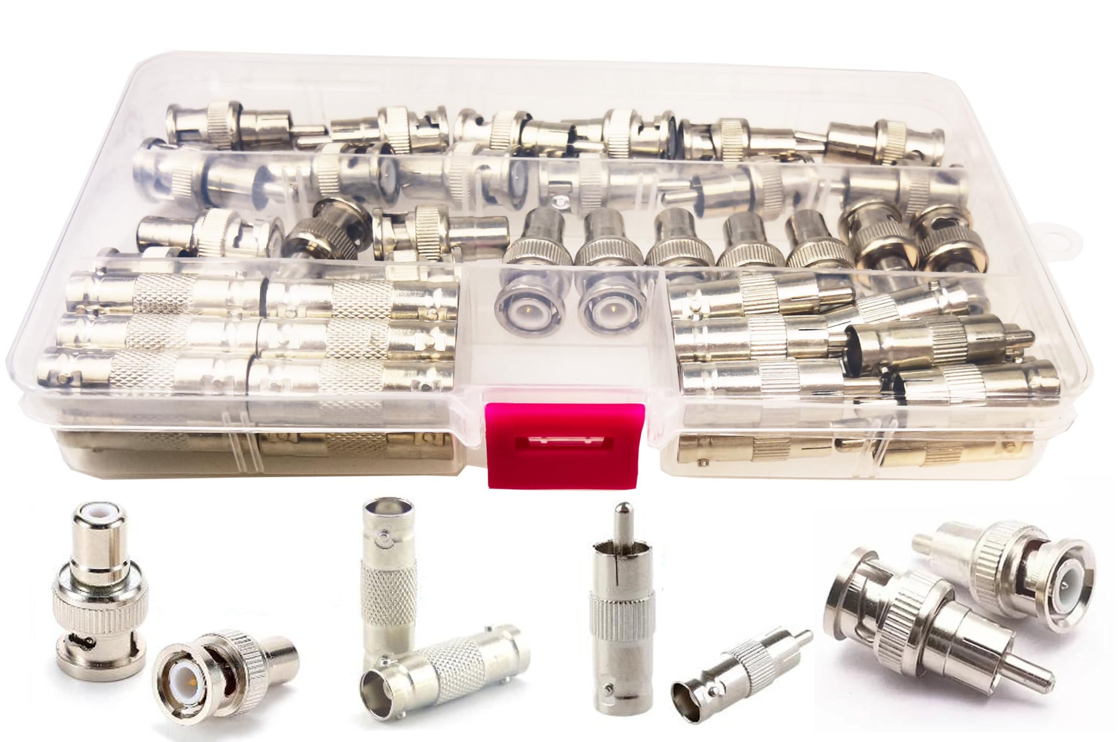 48Pcs BNC Adapter Kit Male to RCA Female, BNC Female to RCA Male, BNC Female to BNC Female, BNC Male to RCA Male Convert Coaxial Connector Adapter for