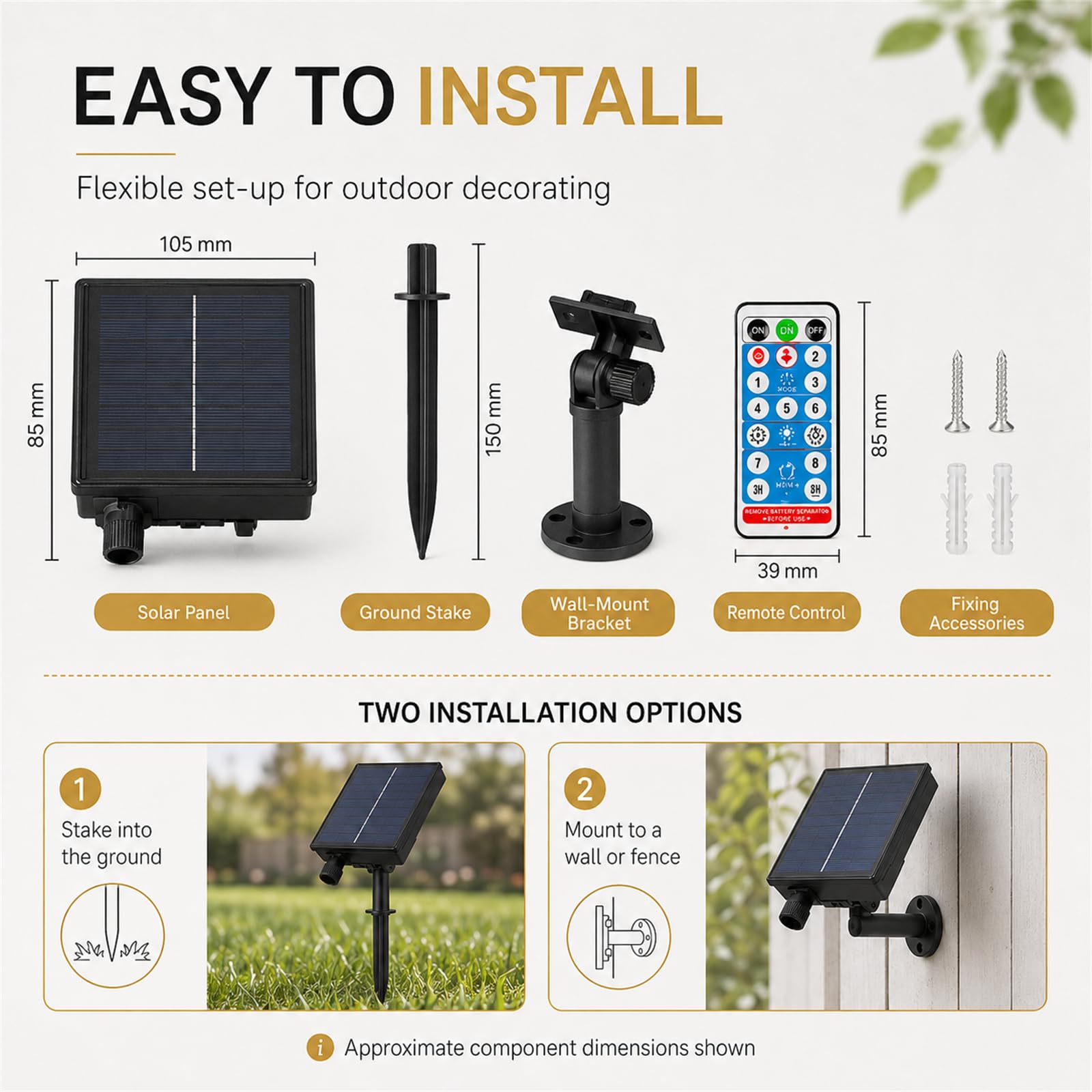 Solar Lichterkette Außen Kugelförmig aus Kupferdraht, mit Fernbedienung 8 Lichtmodi, IP65 Wasserdicht Auto Ein/Aus, Deko für Garten Balkon Terrasse Weihnachten Party (Weiß,52m/400LED)