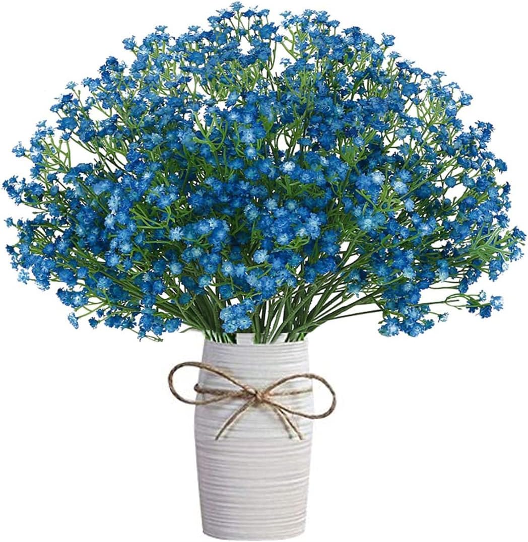 LGEGE Artificial Baby's Breath Flowers Bouquets 6 Pcs Light Blue