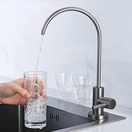 RESPITE RO Tap Kitchen Water Filter Faucet, 100% Lead-Free Drinking Water Faucet 304 Grade Stainless Steel Brushed Nickel Finish (Black)