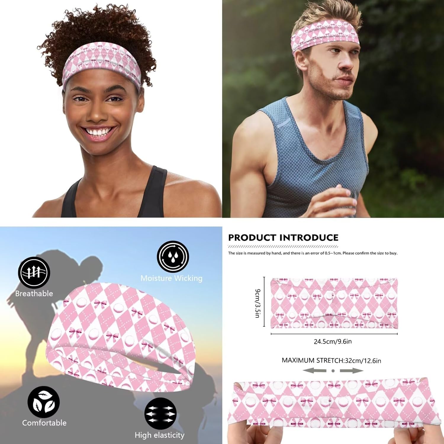 Golf Visor Unisex Sport Sun Visor Hats Set with Headband Sweatband Arm Sleeves for Women Men Golfer