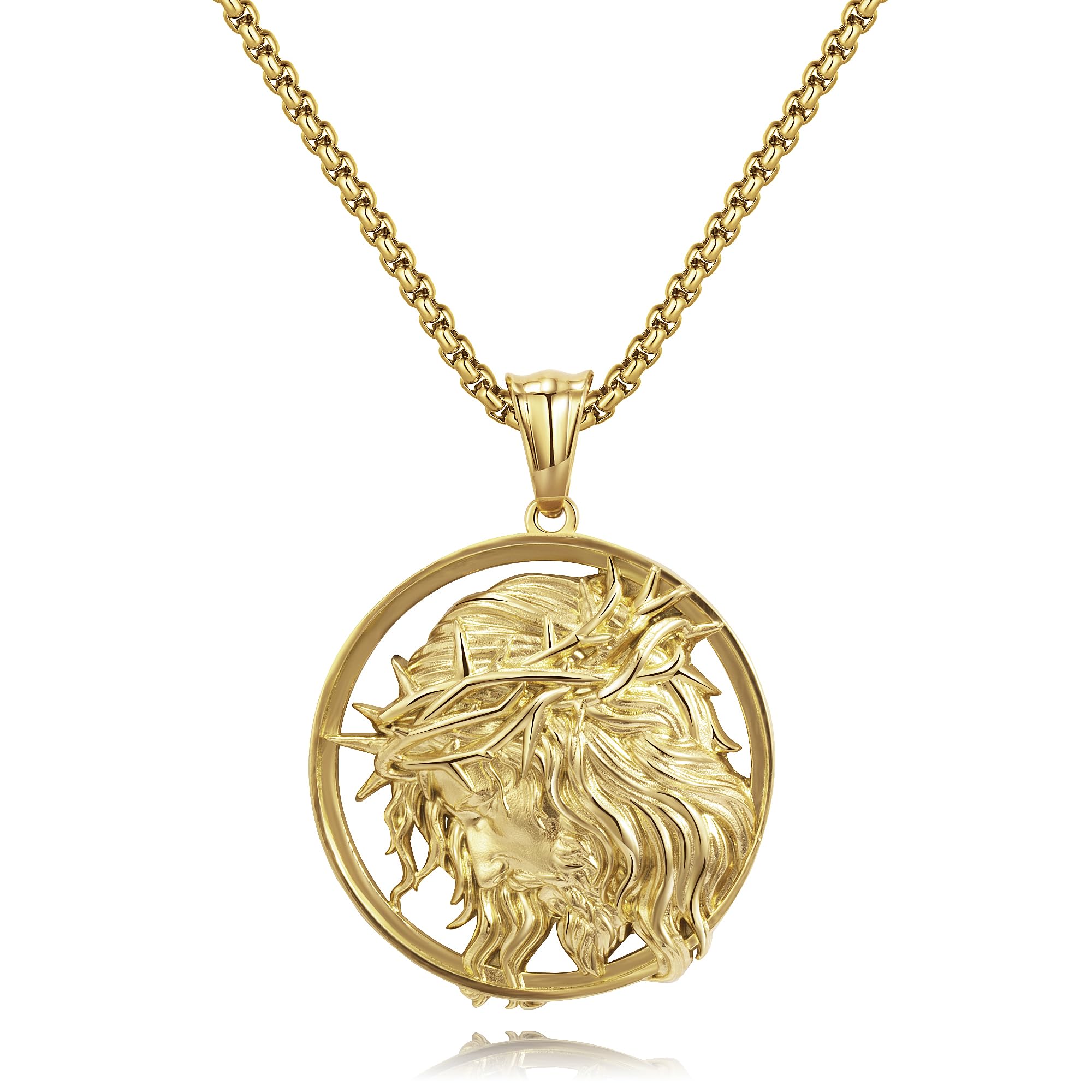 Collana Uomo Croce Con Gesù - Ciondolo In Acciaio Oro 21" - Gioiello Fede Regalo - Foto 4