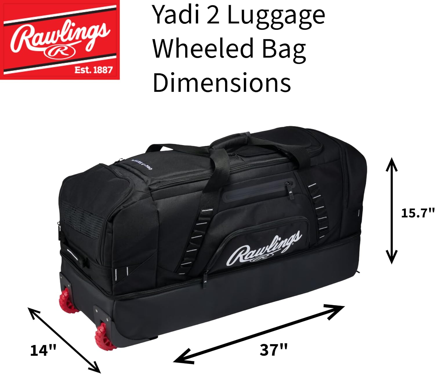 Rawlings | YADI 2.0 Wheeled Catcher's Bag | Yadier Molina Model | Baseball/Softball | Multiple Styles image 3