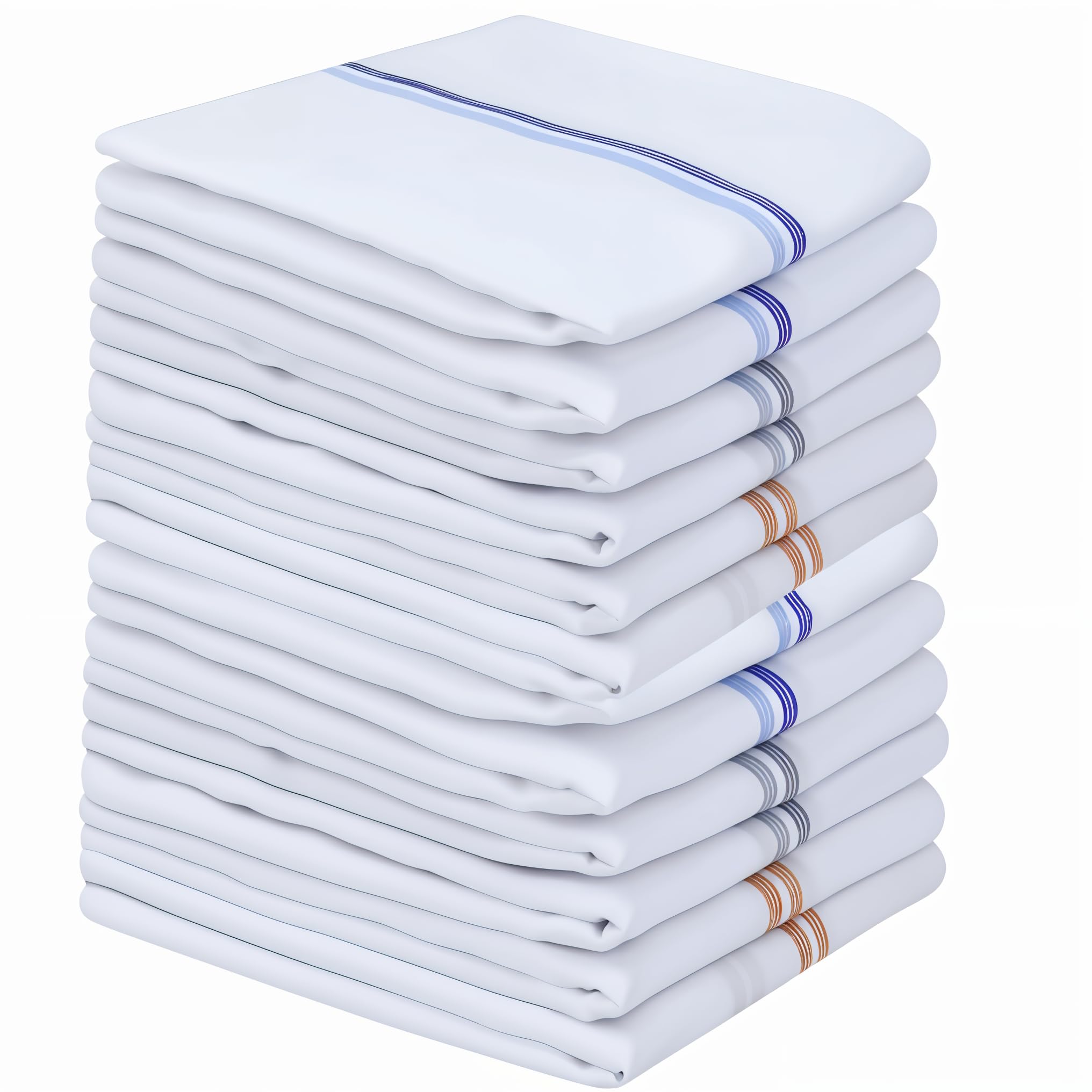 garry leffs ™ Cotton Casual Style Handkerchief For Men Cotton Hanky White Striped Large Size 60's Soft Cotton Handkerchief for Men (Pack oF 6 & 12)-picture-42