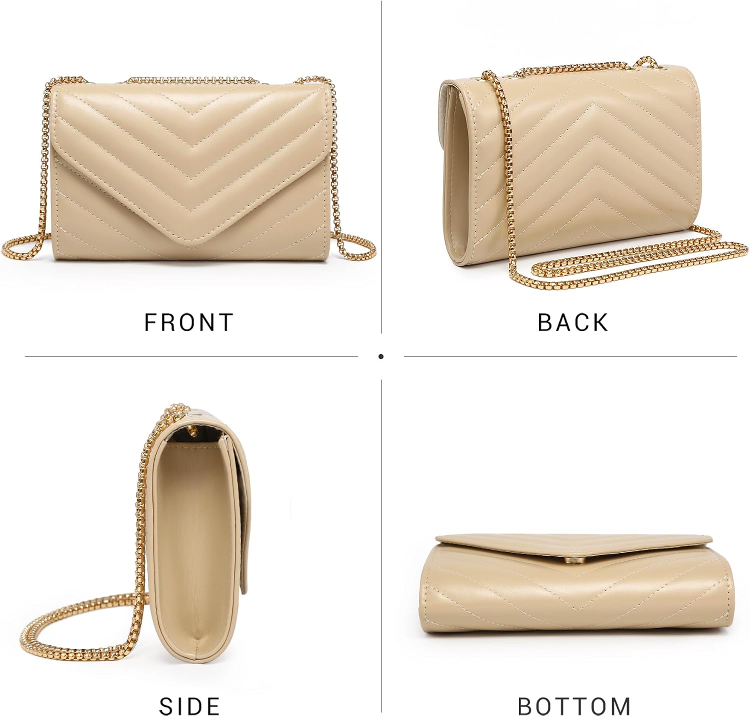 Dasein Women Small Quilted Crossbody Bags Stylish Designer Evening Bag Clutch Purses and Handbags with Chain Shoulder Strap