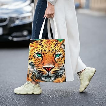 Amazon | [GAOXINYX] ヒョウの顔 油絵 トートバック キャンバス