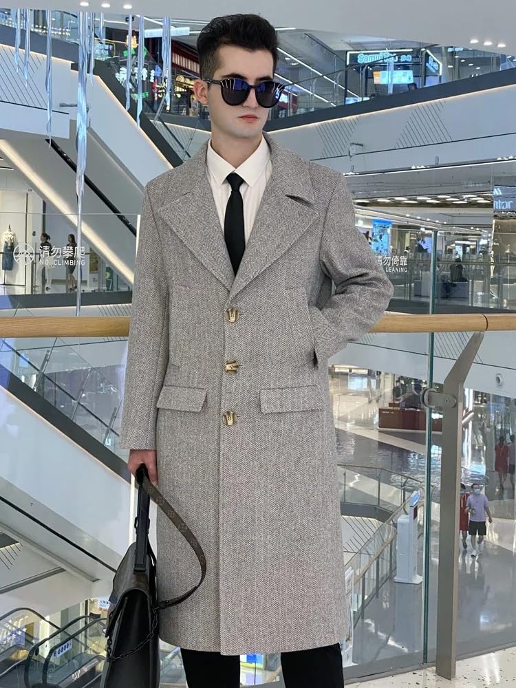 Classico Cappotto Di Lana A Spina Di Pesce Singolo Petto Addensato E Staccabile Piumino Casual Cappotto Di Lana Uomini