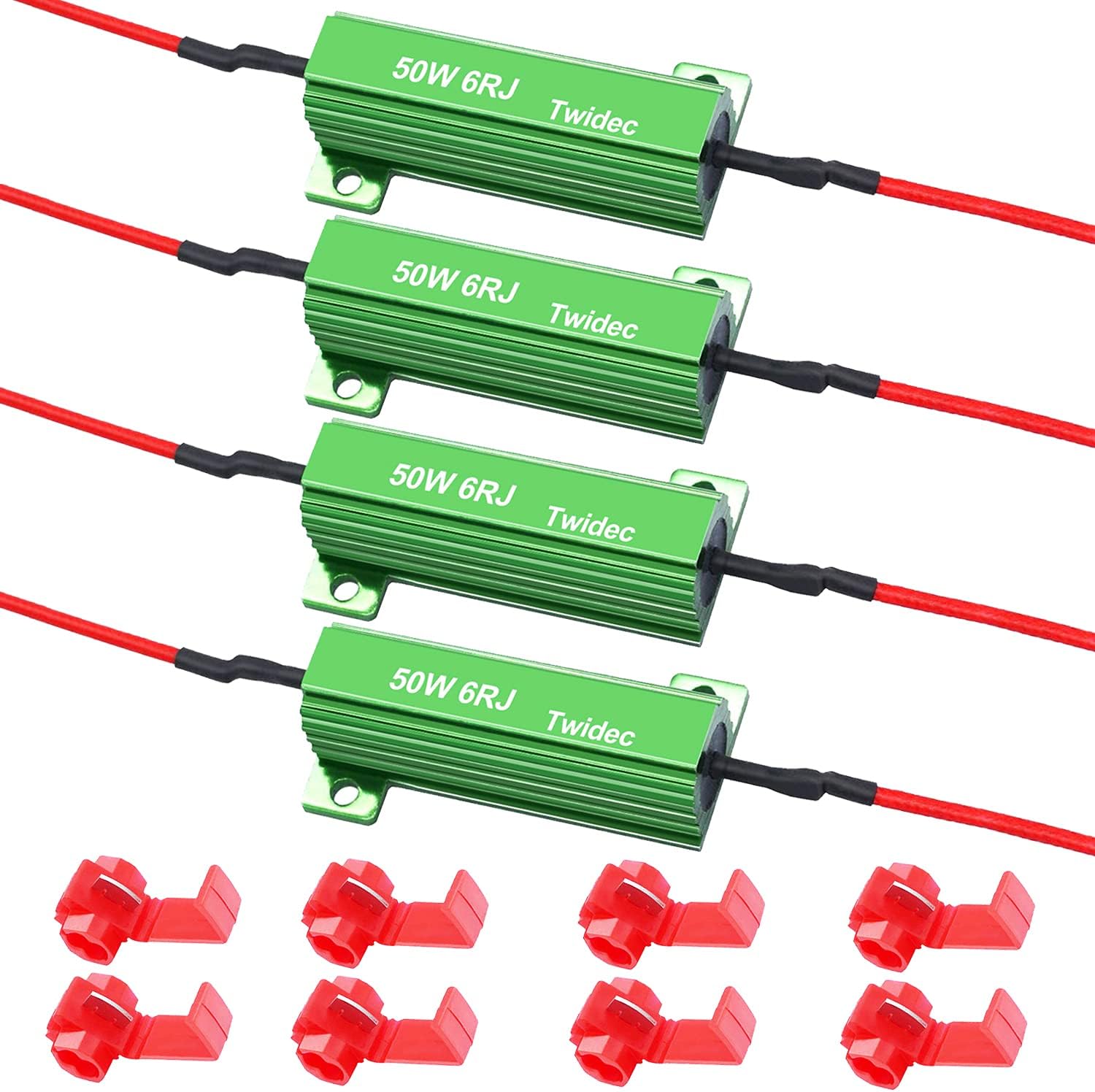 Twidec/4Pcs 50W 6Ohm LED Load Resistors For Fix LED Hyper Flash Turn Signal Light or LED License Plate Lights（Two years warranty） RX24-50W6-4X