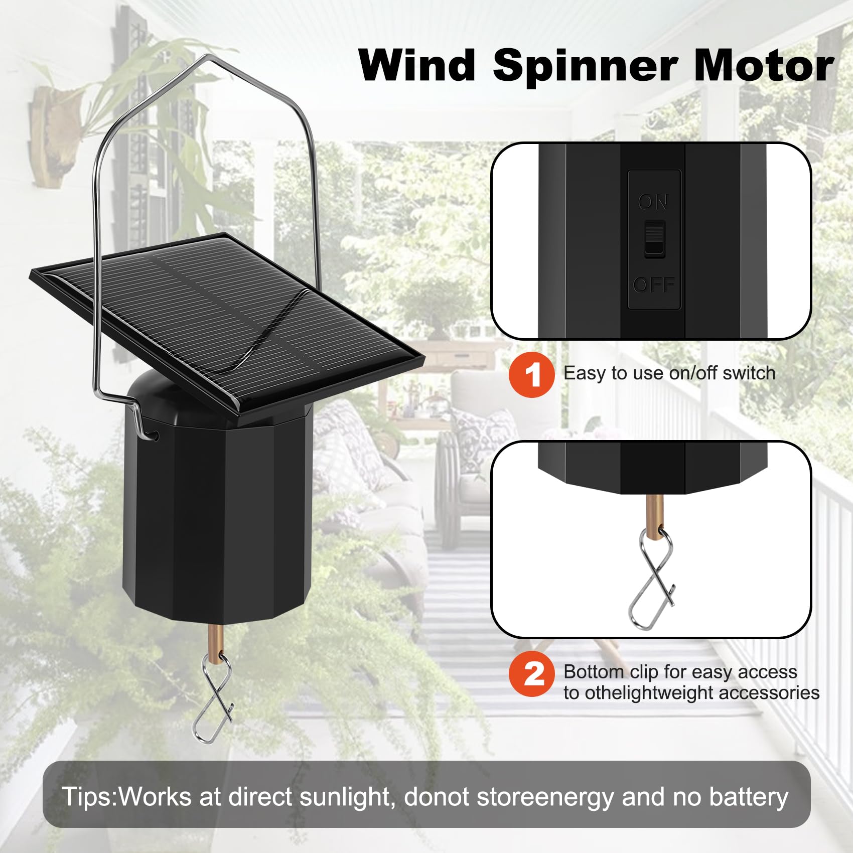 Solar HäNgend Display Motor Rotierend Kleiner Motor Solar Wind Spinner Motor Mehr Zweck Drehbarer Haken 2 StüCke