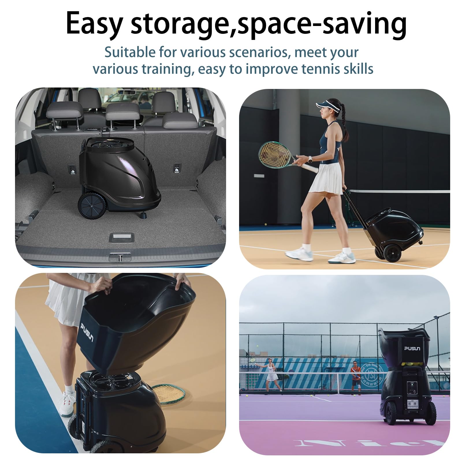 PUSUN PT-9001 Pro Padel Ballmaschine mit APP-Steuerung | Intelligenter Ballwerfer mit 35 Landepunkten & 12 Modi | Fortschrittliches Trainingssystem mit Multi-Spin & Variabler Geschwindigkeit