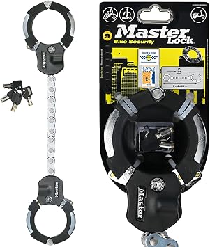 Master Lock Police Approved Bike Lock and E-Scooter Lock, Hardened Laminated Steel, 4 Keys, 550 x 76 x 27 mm, for e Bike Scooter Quad